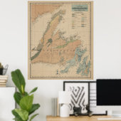  geologische kaart van Newfoundland (1875) Poster (Thuiskantoor)