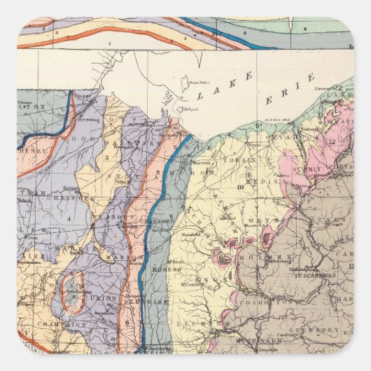 Geologische kaart van Ohio Vierkante Sticker (Voorkant)