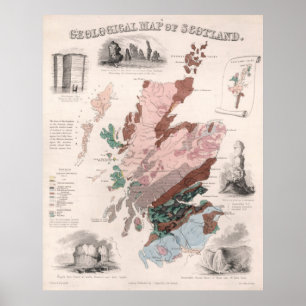  Geologische Kaart van Schotland (1850) Poster