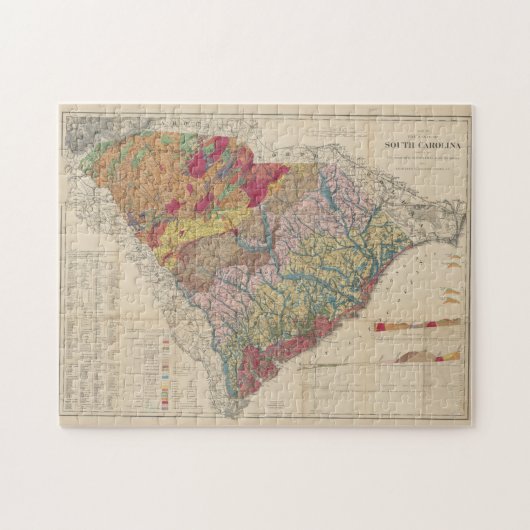 Geologische Kaart van South Carolina (1883) Legpuzzel (Horizontaal)