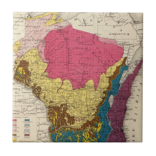 Geologische kaart van Wisconsin Tegeltje (Voorkant)