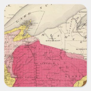 Geologische kaart van Wisconsin Vierkante Sticker