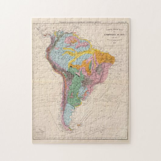  Geologische Kaart van Zuid-Amerika (1873) Legpuzzel (Verticaal)