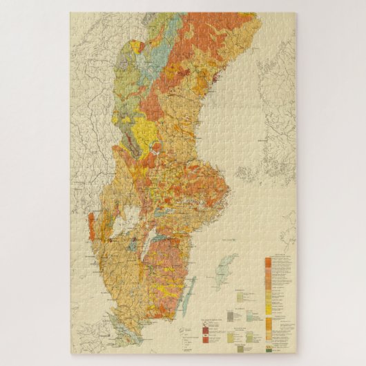  Geologische Kaart van Zweden (1910) Legpuzzel (Verticaal)