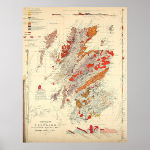Geologische kaart voor  Schotland (1865) Poster