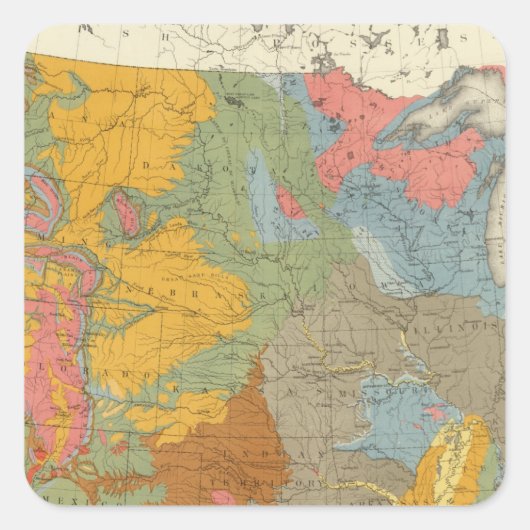 Geologische kaart VS Vierkante Sticker (Voorkant)