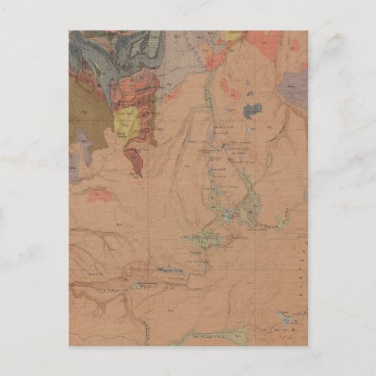 Geologische kaart, Yellowstone National Part, Wyom Briefkaart (Voorkant)
