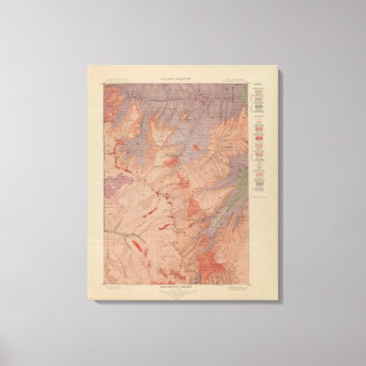 Geologische kaart, Yellowstone National Part, Wyom Canvas Afdruk (Voorkant)