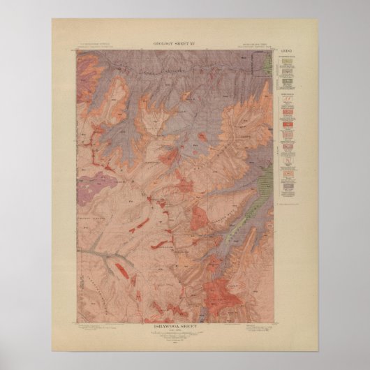 Geologische kaart, Yellowstone National Part, Wyom Poster (Voorkant)