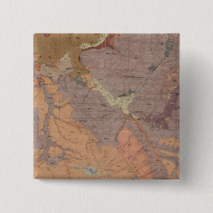 Geologische kaart, Yellowstone National Part, Wyom Vierkante Button 5,1 Cm