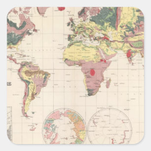 Geologische structuur van het wereldbol vierkante sticker