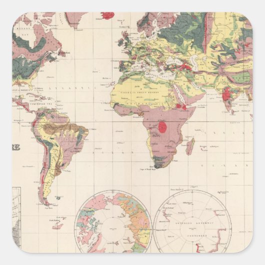 Geologische structuur van het wereldbol vierkante sticker (Voorkant)