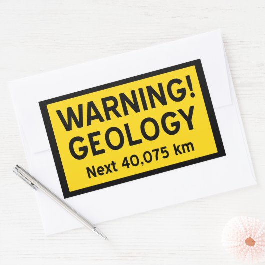 Geologische waarschuwingsbord (metrisch) rechthoekige sticker (Envelop)