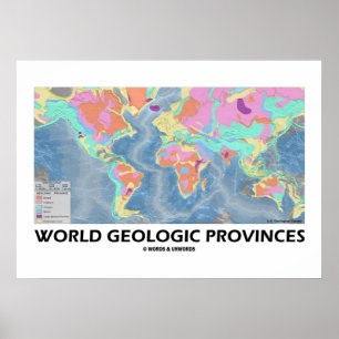 Geologische wereldprovincies (Wereldkaart Geologie Poster