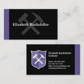 Geologist Crossed Rock Hammer Shield Visitekaartje (Voorkant / Achterkant)