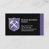 Geologist Crossed Rock Hammer Shield Visitekaartje (Achterkant)