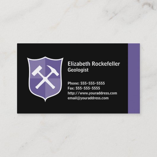 Geologist Crossed Rock Hammer Shield Visitekaartje (Achterkant)