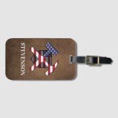 Geologist Hamer en Schild - Amerikaanse vlag Bagagelabel (Voorkant (horizontaal))