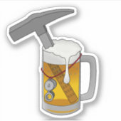 Geologist's Beer and Rock Hammer Vinyl Sticker (Voorkant)