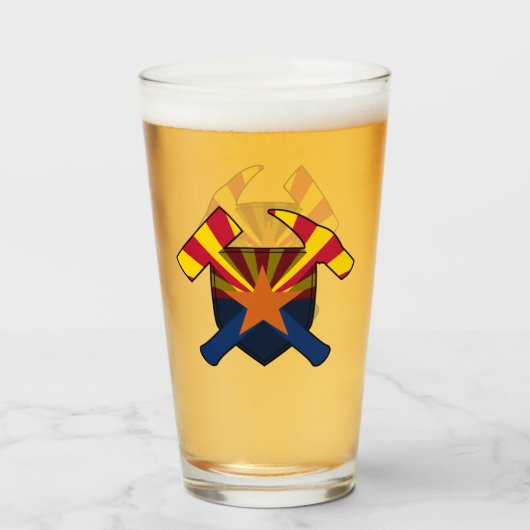 Geologist's Rock Hammer en Arizona Flag Logo Glas (Voorkant gevuld)