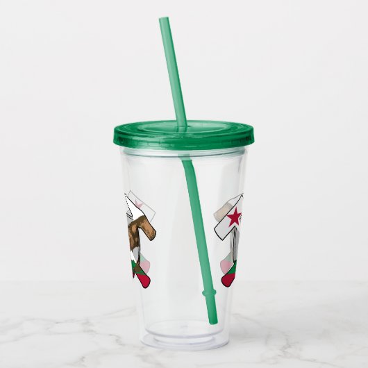 Geologist's Rock Hammer en California Flag Logo Acryl Drinkbeker (Links)