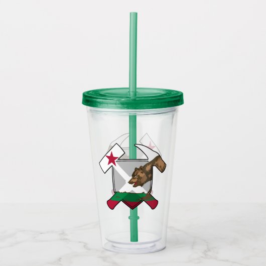 Geologist's Rock Hammer en California Flag Logo Acryl Drinkbeker (Voorkant)