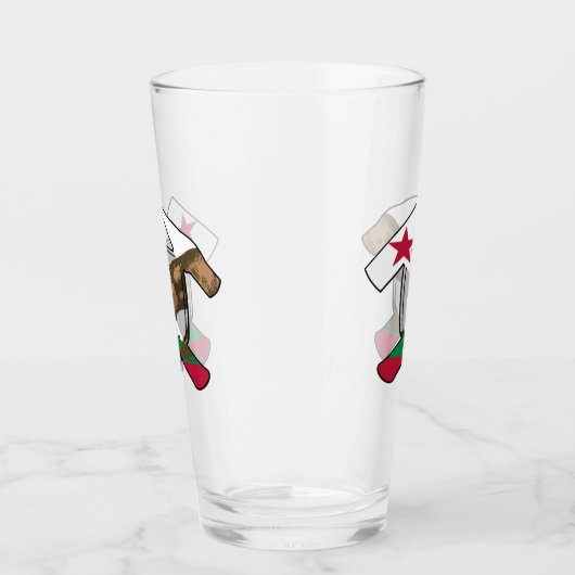 Geologist's Rock Hammer en California Flag Logo Glas (Links)