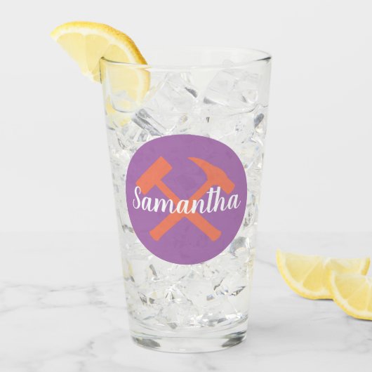 Geologist's Rock Hammer en gepersonaliseerde naam Glas (Voorkant ijs)