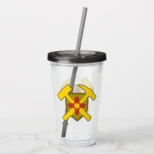 Geologist's Rock Hammer en New Mexico Flag Logo Acryl Drinkbeker (Achterkant)
