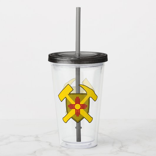 Geologist's Rock Hammer en New Mexico Flag Logo Acryl Drinkbeker (Voorkant)