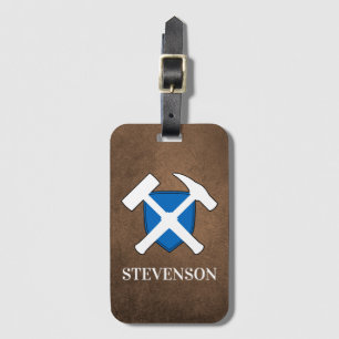 Geologist's Rock Hammer en Schotse Vlag Logo Bagagelabel