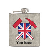 Geologist's Rock Hammer en Union Jack Logo Heupfles (Voorkant)
