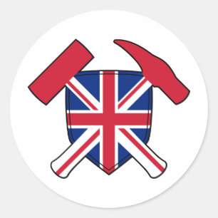 Geologist's Rock Hammer en Union Jack Logo Ronde Sticker