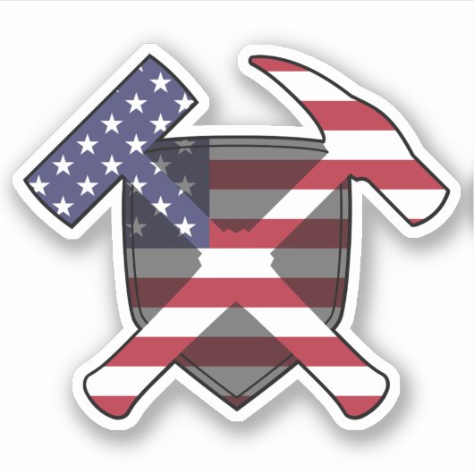 Geologist's Rock Hammer Logo- Amerikaanse vlag Vin Sticker (Voorkant)