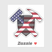 Geologist's Rock Hammer Logo- Amerikaanse vlag Vin Sticker (Vel)