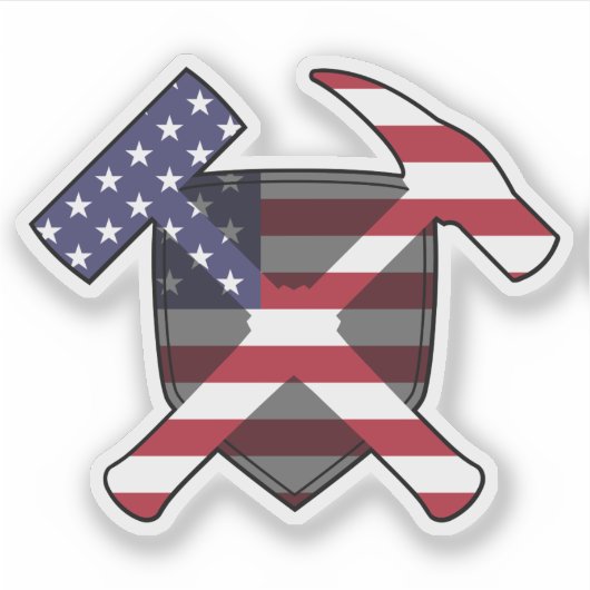 Geologist's Rock Hammer Logo- Amerikaanse vlag Vin Sticker (Voorkant)