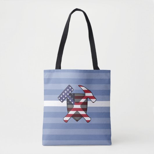 Geologist's Rock Hammer Logo met Amerikaanse vlag Tote Bag (Voorkant)