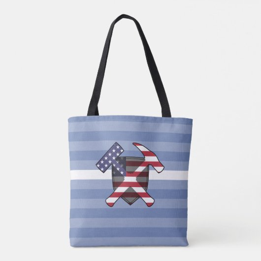 Geologist's Rock Hammer Logo met Amerikaanse vlag Tote Bag (Achterkant)