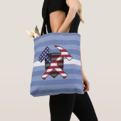 Geologist's Rock Hammer Logo met Amerikaanse vlag Tote Bag (Dichtbij)