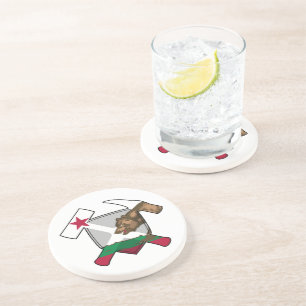 Geologist's Rock Hammer Logo met Californische vla Zandsteen Onderzetter