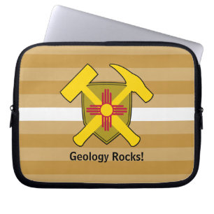Geologist's Rock Hammer Logo met New Mexico Flag Laptop Sleeve