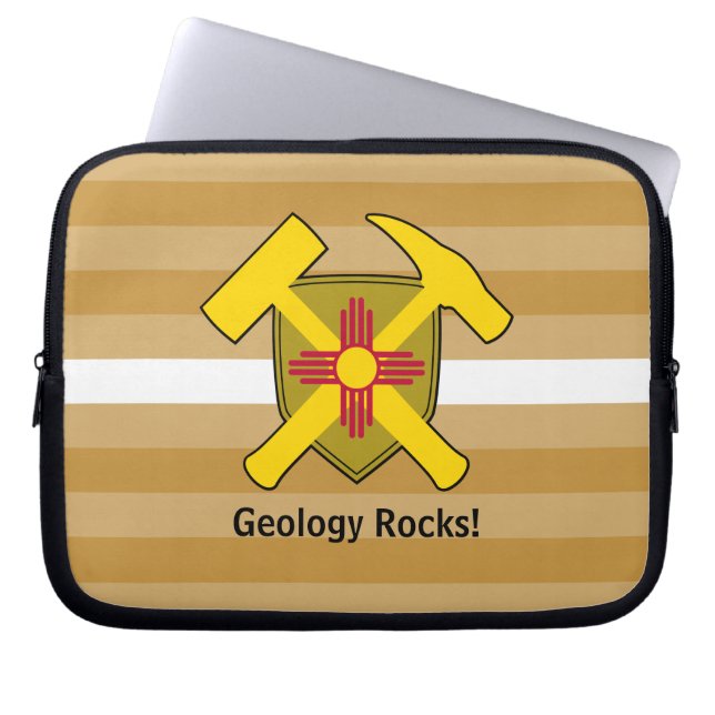 Geologist's Rock Hammer Logo met New Mexico Flag Laptop Sleeve (Voorkant)