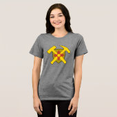 Geologist's Rock Hammer Logo met New Mexico Flag Tri-Blend Shirt (Voorkant volledig)