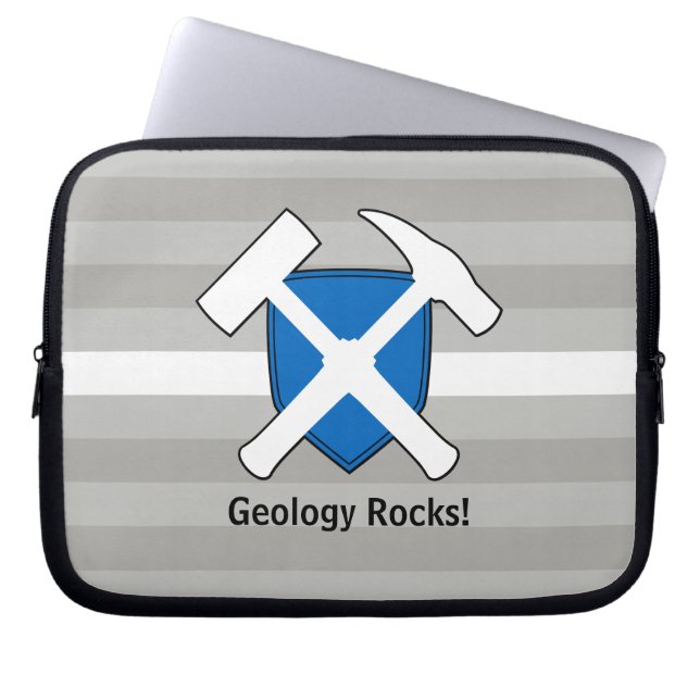 Geologist's Rock Hammer Logo met Schotse vlag Laptop Sleeve (Voorkant)