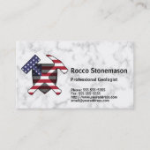 Geologist's Rock Hammer Logo met USA Flag Visitekaartje (Voorkant)