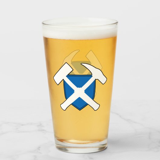 Geologist's Rock Hammer Logo met vlag van Schotlan Glas (Voorkant gevuld)
