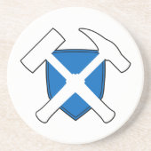 Geologist's Rock Hammer Logo met vlag van Schotlan Zandsteen Onderzetter (Voorkant)