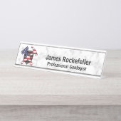 Geologist's Rock Hammer Logo (VS) op marmeren prin Bureau Naambordje (Voorkant)