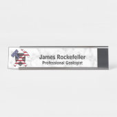 Geologist's Rock Hammer Logo (VS) op marmeren prin Bureau Naambordje (Voorkant)