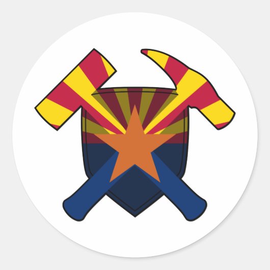 Geologist's Rock Hammer Shield - Arizona State Fla Ronde Sticker (Voorkant)